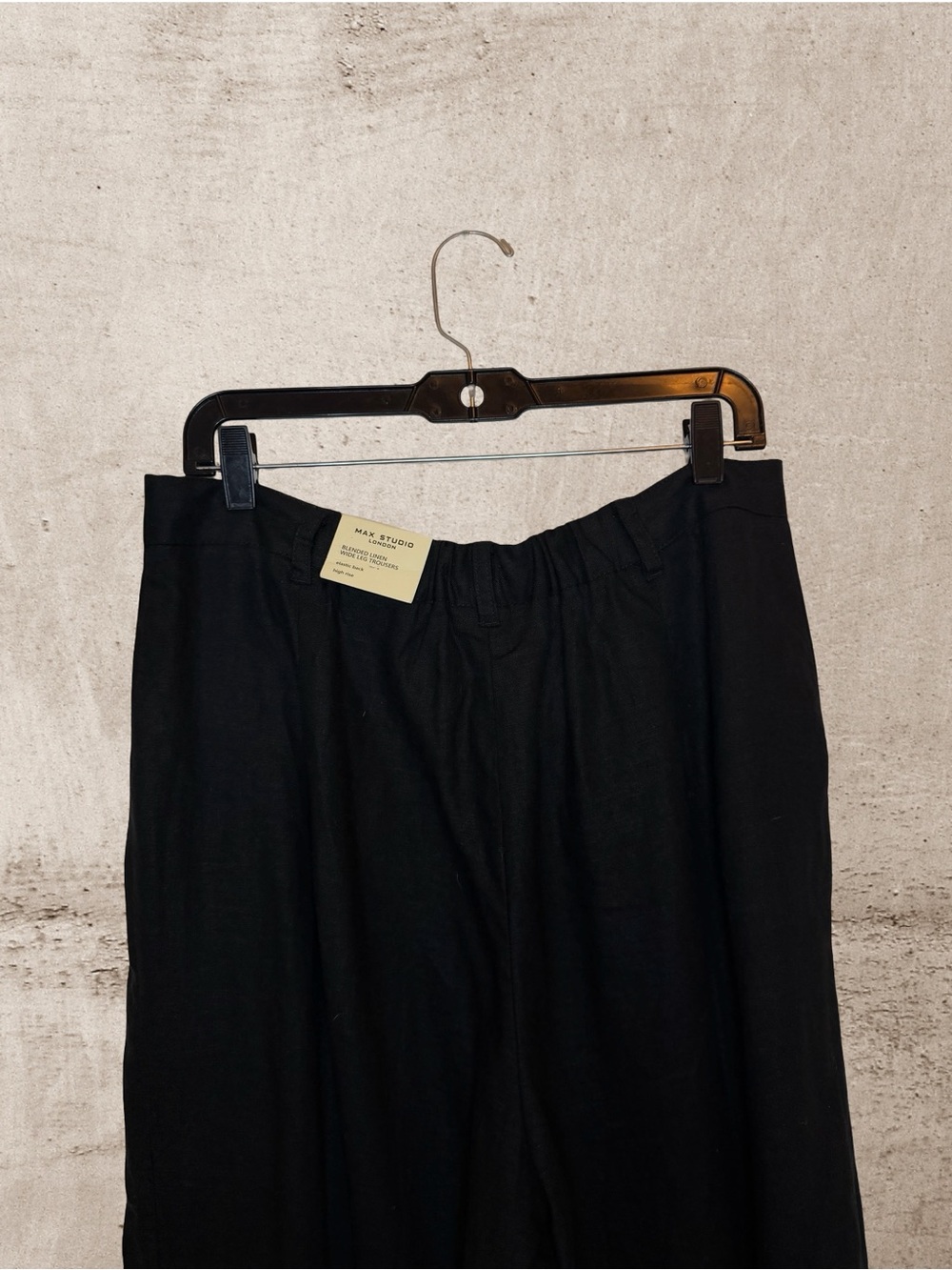 NWT Max Studio London Black Linen Wide Leg Trouser High Rise XL - Picture 6 of 8